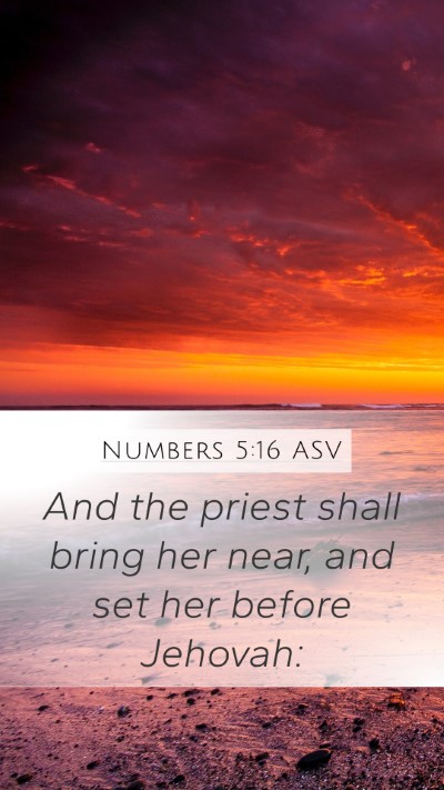 Numbers 5:16 ASV Mobile Phone Wallpaper - And the priest shall bring her near, and set her - Mobile Bible Verse Wallpaper