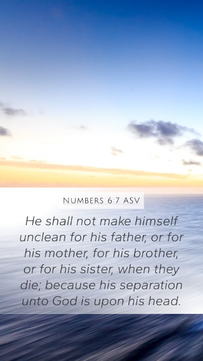 Numbers 6:7 ASV Mobile Phone Wallpaper - He shall not make himself unclean for his father, - Mobile Bible Verse Wallpaper
