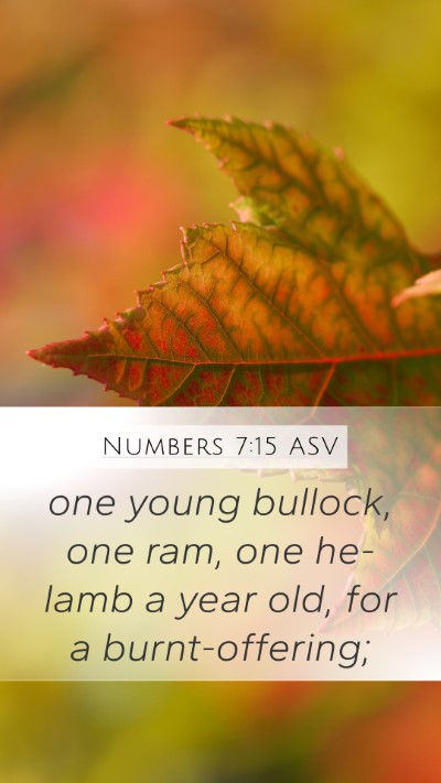 Numbers 7:15 ASV Mobile Phone Wallpaper - one young bullock, one ram, one he-lamb a year - Mobile Bible Verse Wallpaper