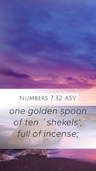 Numbers 7:32 ASV Mobile Phone Wallpaper - one golden spoon of ten `shekels', full of - Mobile Bible Verse Wallpaper
