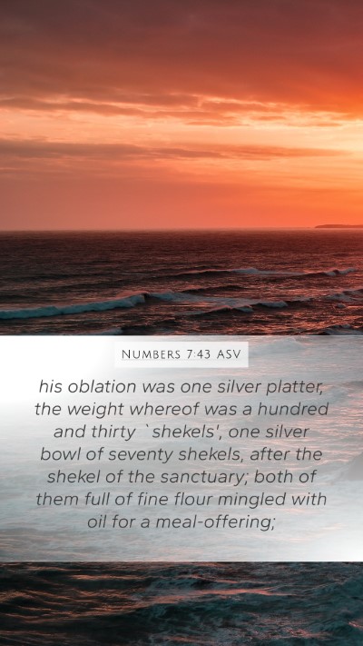 Numbers 7:43 ASV Mobile Phone Wallpaper - his oblation was one silver platter, the weight - Mobile Bible Verse Wallpaper