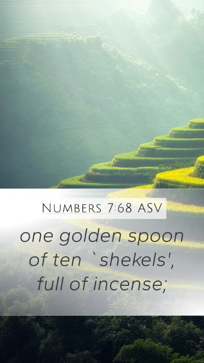 Numbers 7:68 ASV Mobile Phone Wallpaper - one golden spoon of ten `shekels', full of - Mobile Bible Verse Wallpaper