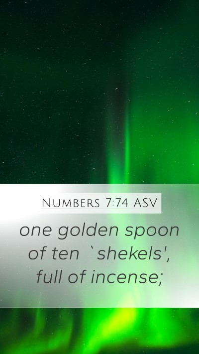 Numbers 7:74 ASV Mobile Phone Wallpaper - one golden spoon of ten `shekels', full of - Mobile Bible Verse Wallpaper