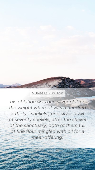 Numbers 7:79 ASV Mobile Phone Wallpaper - his oblation was one silver platter, the weight - Mobile Bible Verse Wallpaper