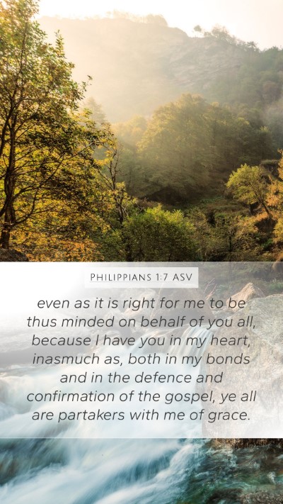 Philippians 1:7 ASV Bible Verse Image