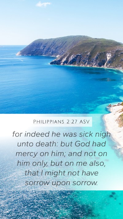 Philippians 2:27 ASV Bible Verse Image