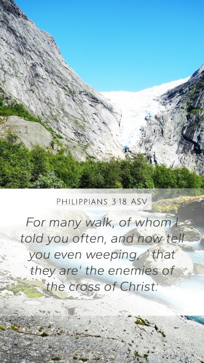Philippians 3:18 ASV Mobile Phone Wallpaper - For many walk, of whom I told you often, and now - Mobile Bible Verse Wallpaper