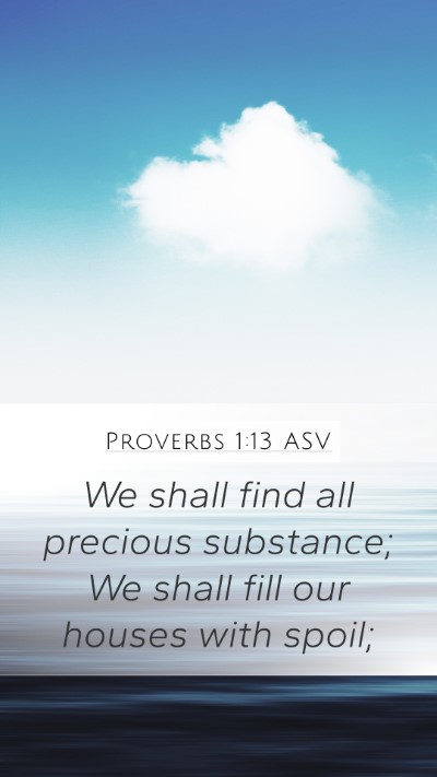 Proverbs 1:13 ASV Mobile Phone Wallpaper - We shall find all precious substance; We shall - Mobile Bible Verse Wallpaper