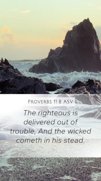 Proverbs 11:8 ASV Bible Verse Image