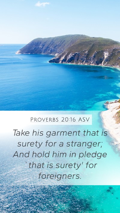 Proverbs 20:16 ASV Bible Verse Image