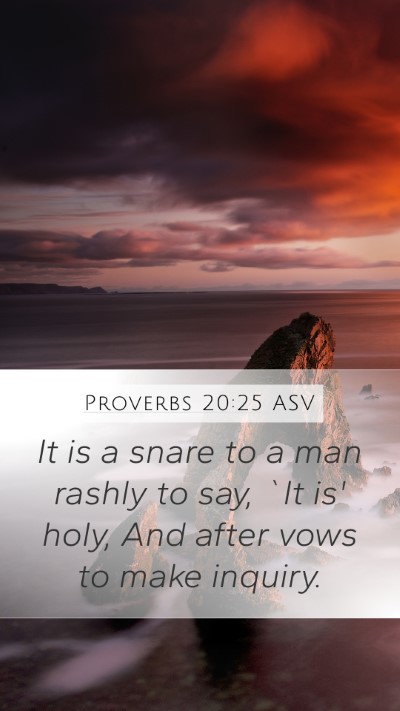 Proverbs 20:25 ASV Bible Verse Image
