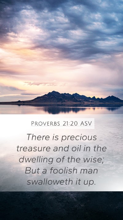 Proverbs 21:20 ASV Bible Verse Image