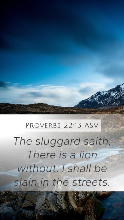 Proverbs 22:13 ASV Bible Verse Image