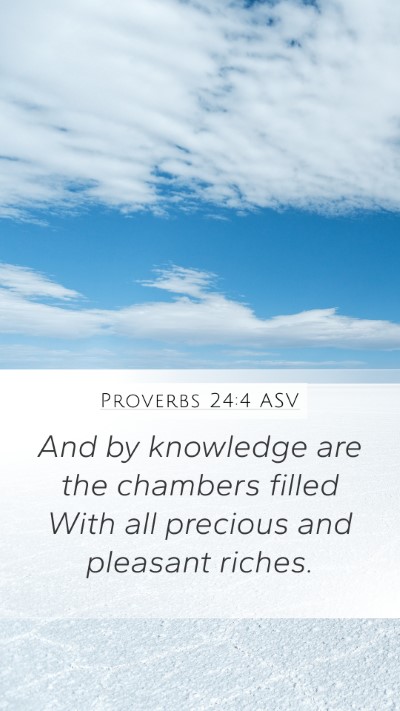Proverbs 24:4 ASV Mobile Phone Wallpaper - And by knowledge are the chambers filled With all - Mobile Bible Verse Wallpaper