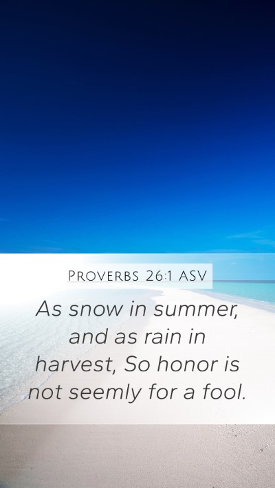 Proverbs 26:1 ASV Mobile Phone Wallpaper - As snow in summer, and as rain in harvest, So - Mobile Bible Verse Wallpaper