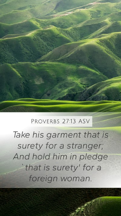 Proverbs 27:13 ASV Bible Verse Image