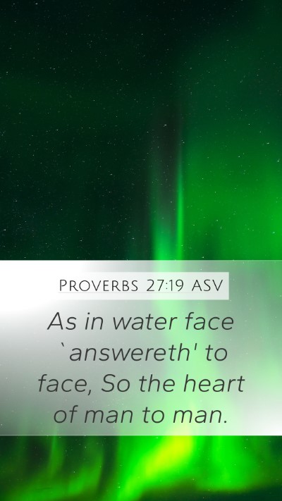 Proverbs 27:19 ASV Mobile Phone Wallpaper - As in water face `answereth' to face, So the - Mobile Bible Verse Wallpaper