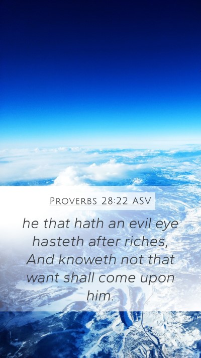 Proverbs 28:22 ASV Bible Verse Image