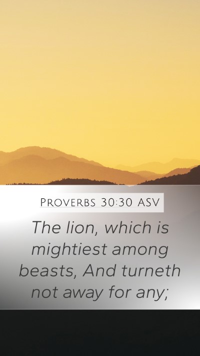 Proverbs 30:30 ASV Bible Verse Image
