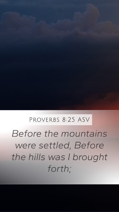 Proverbs 8:25 ASV Mobile Phone Wallpaper - Before the mountains were settled, Before the - Mobile Bible Verse Wallpaper