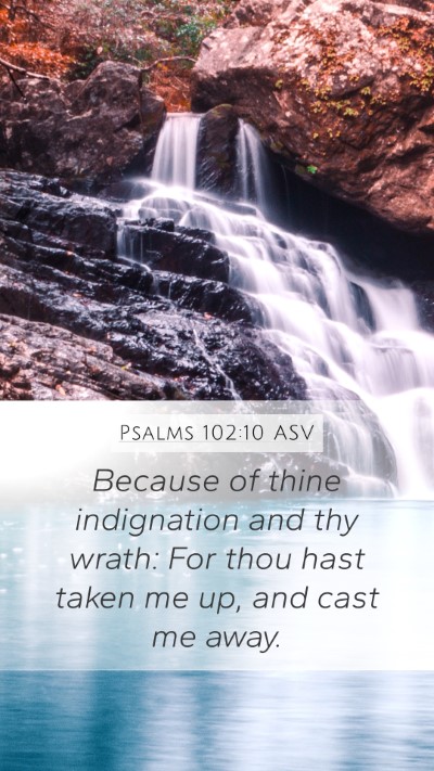 Psalms 102:10 ASV Mobile Phone Wallpaper - Because of thine indignation and thy wrath: For - Mobile Bible Verse Wallpaper
