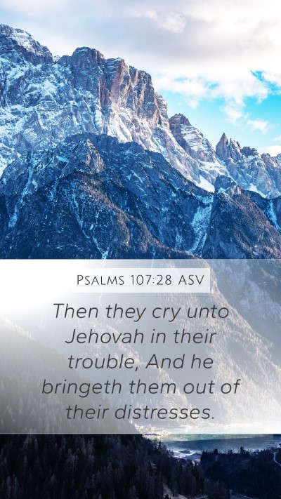 Psalms 107:28 ASV Bible Verse Image