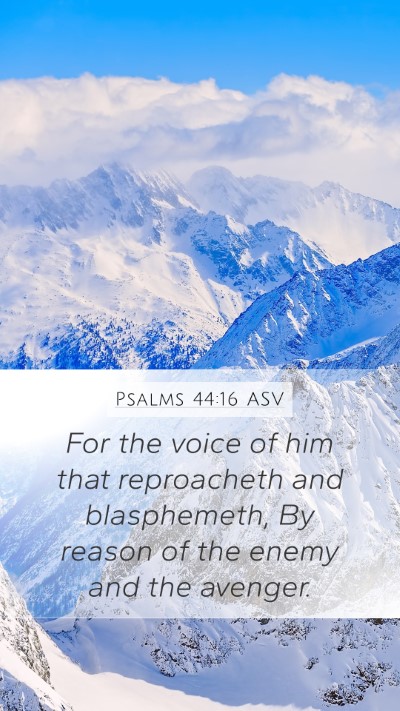 Psalms 44:16 ASV Bible Verse Image
