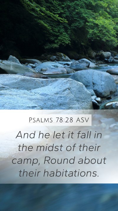 Psalms 78:28 ASV Mobile Phone Wallpaper - And he let it fall in the midst of their camp, - Mobile Bible Verse Wallpaper