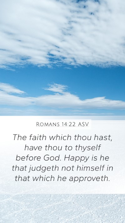 Romans 14:22 ASV Bible Verse Image