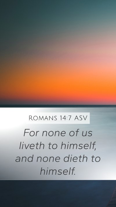 Romans 14:7 ASV Bible Verse Image