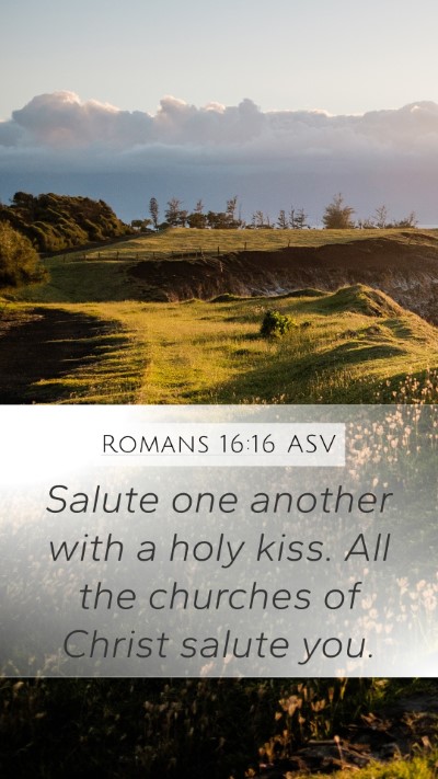 Romans 16:16 ASV Bible Verse Image