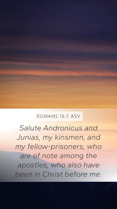 Romans 16:7 ASV Bible Verse Image