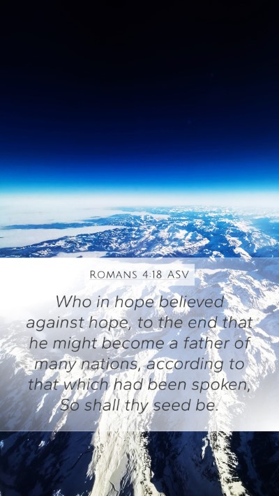 Romans 4:18 ASV Bible Verse Image