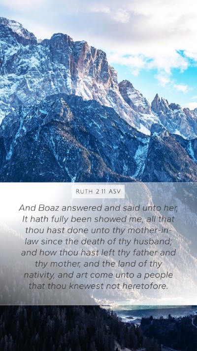 Ruth 2:11 ASV Mobile Phone Wallpaper - And Boaz answered and said unto her, It hath - Mobile Bible Verse Wallpaper