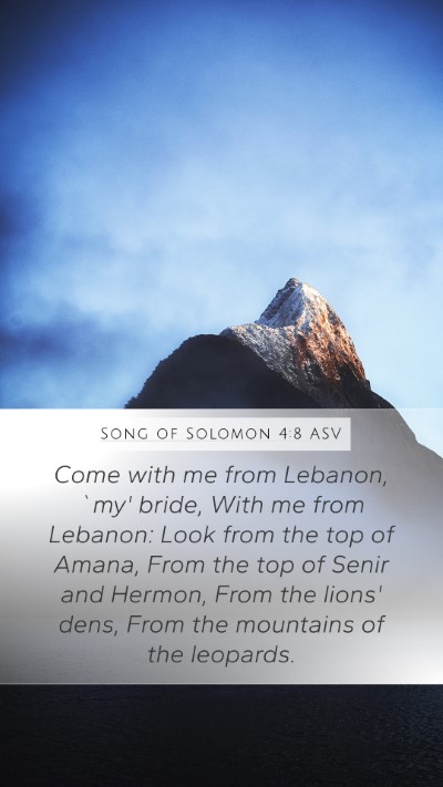 Song of Solomon 4:8 ASV Bible Verse Image