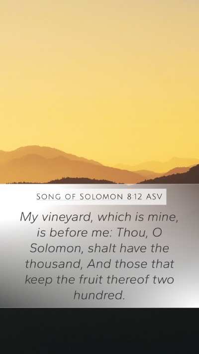 Song of Solomon 8:12 ASV Mobile Phone Wallpaper - My vineyard, which is mine, is before me: Thou, O - Mobile Bible Verse Wallpaper