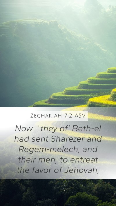 Zechariah 7:2 ASV Bible Verse Image