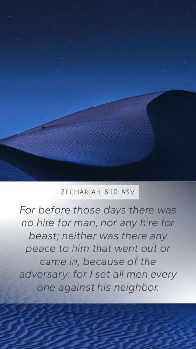 Zechariah 8:10 ASV Bible Verse Image