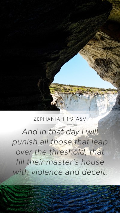 Zephaniah 1:9 ASV Mobile Phone Wallpaper - And in that day I will punish all those that leap - Mobile Bible Verse Wallpaper