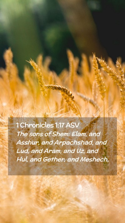 Picture 02 - 1 Chronicles 1:17 ASV Mobile Phone Wallpaper - The sons of Shem: Elam, and Asshur, and - Mobile Bible Verse Wallpaper