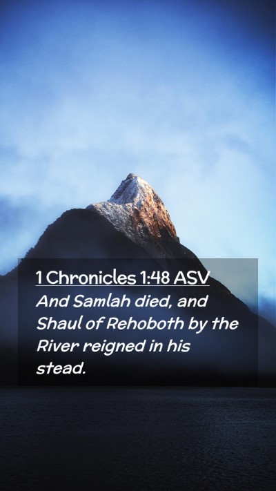 Picture 02 - 1 Chronicles 1:48 ASV Mobile Phone Wallpaper - And Samlah died, and Shaul of Rehoboth by the - Mobile Bible Verse Wallpaper