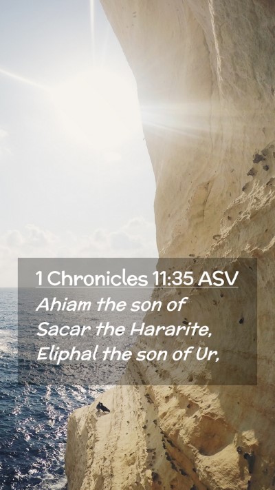 Picture 02 - 1 Chronicles 11:35 ASV Mobile Phone Wallpaper - Ahiam the son of Sacar the Hararite, Eliphal the - Mobile Bible Verse Wallpaper