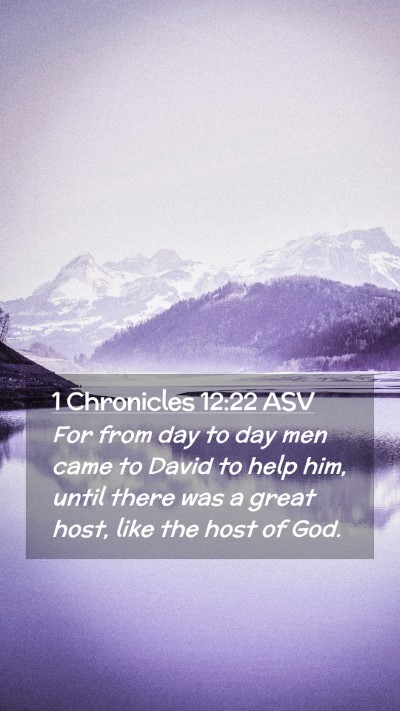 Picture 02 - 1 Chronicles 12:22 ASV Mobile Phone Wallpaper - For from day to day men came to David to help - Mobile Bible Verse Wallpaper