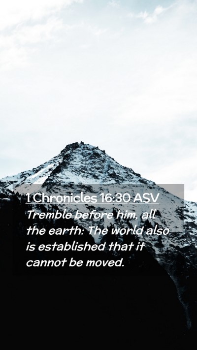 Picture 02 - 1 Chronicles 16:30 ASV Mobile Phone Wallpaper - Tremble before him, all the earth: The world also - Mobile Bible Verse Wallpaper