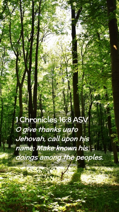 Picture 02 - 1 Chronicles 16:8 ASV Mobile Phone Wallpaper - O give thanks unto Jehovah, call upon his name; - Mobile Bible Verse Wallpaper