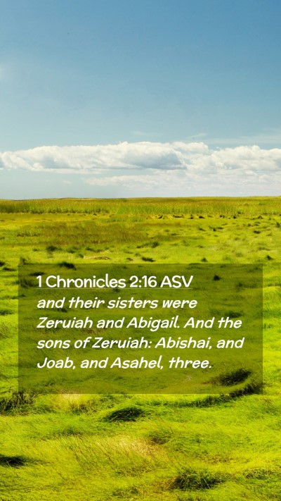 Picture 02 - 1 Chronicles 2:16 ASV Mobile Phone Wallpaper - and their sisters were Zeruiah and Abigail. And - Mobile Bible Verse Wallpaper