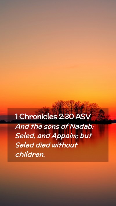 Picture 02 - 1 Chronicles 2:30 ASV Mobile Phone Wallpaper - And the sons of Nadab: Seled, and Appaim; but - Mobile Bible Verse Wallpaper