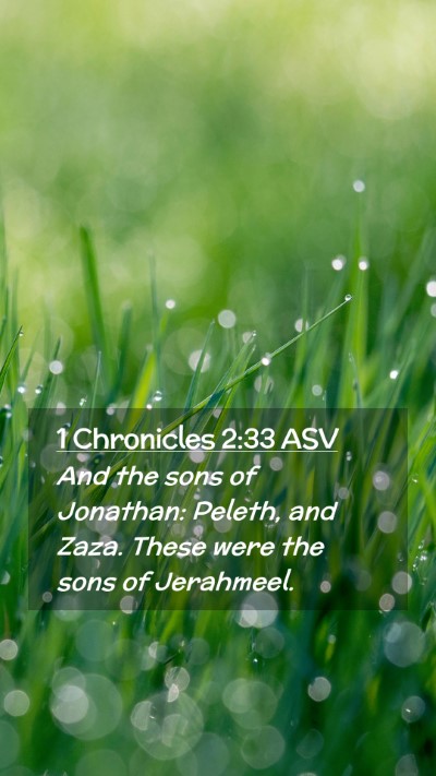 Picture 02 - 1 Chronicles 2:33 ASV Mobile Phone Wallpaper - And the sons of Jonathan: Peleth, and Zaza. These - Mobile Bible Verse Wallpaper
