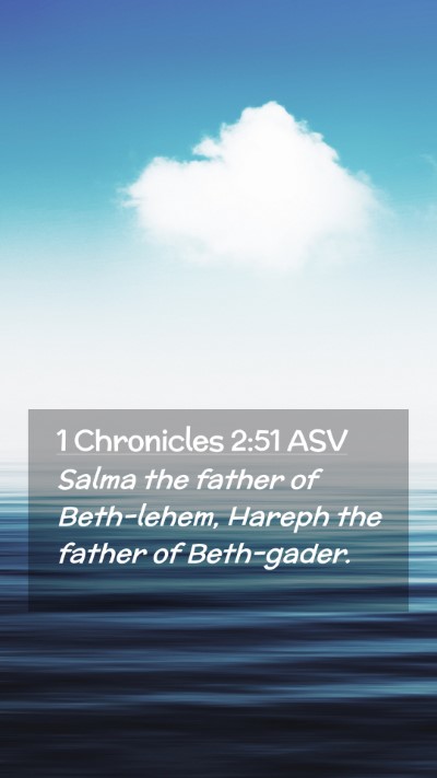 Picture 02 - 1 Chronicles 2:51 ASV Mobile Phone Wallpaper - Salma the father of Beth-lehem, Hareph the father - Mobile Bible Verse Wallpaper