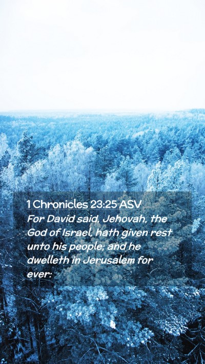 Picture 02 - 1 Chronicles 23:25 ASV Mobile Phone Wallpaper - For David said, Jehovah, the God of Israel, hath - Mobile Bible Verse Wallpaper